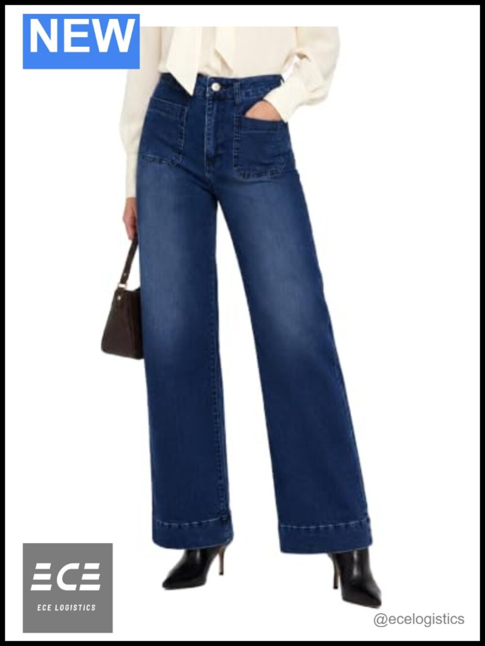 Wide Leg High Waisted Jeans Tall 32 34 Inseam Stretch Denim